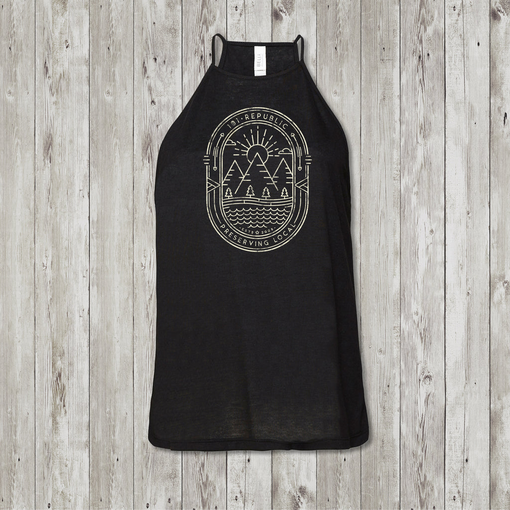 Ladies 101 Republic Badge High Neck Yoga Tank