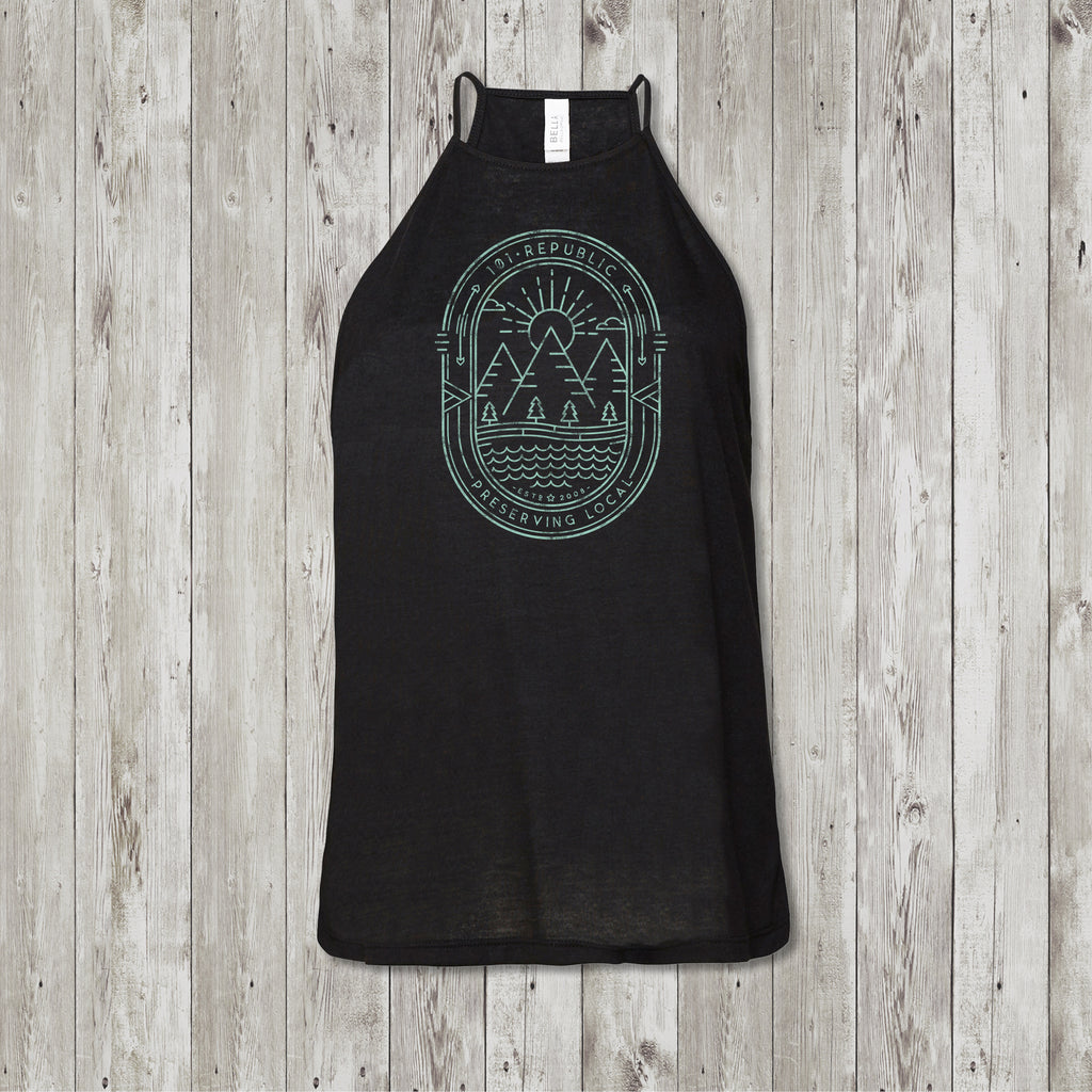 Ladies 101 Republic Badge High Neck Yoga Tank