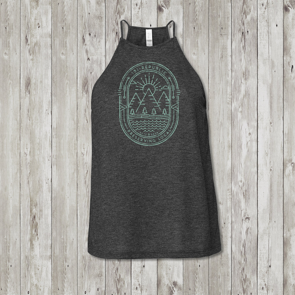 Ladies 101 Republic Badge High Neck Yoga Tank