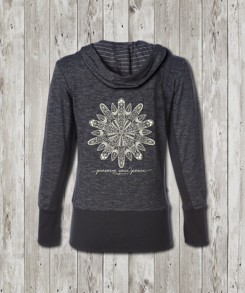 Ladies Preserve Your Peace Surf Flower Baja Zip Hooded Sweatshirt