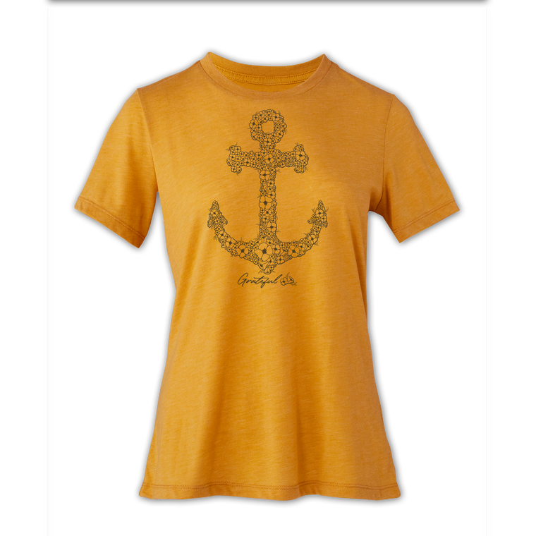 Ladies Grateful California Poppy Anchor Relaxed Fit Crew