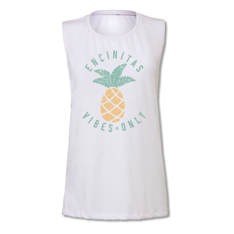 Ladies Encinitas Vibes Only Pineapple Yoga Muscle Tee