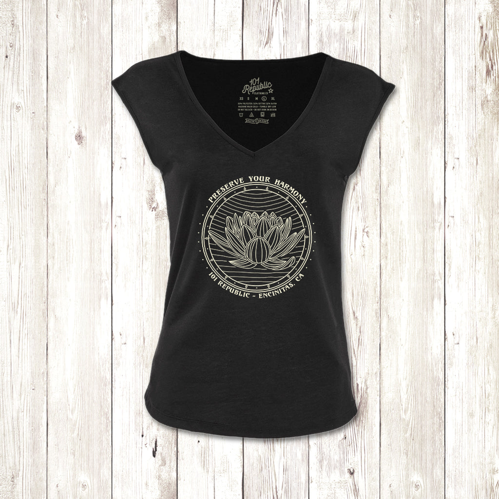 Ladies Preserve Your Harmony Lotus Festival V-Neck