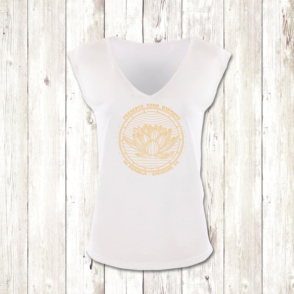 Ladies Preserve Your Harmony Lotus Festival V-Neck