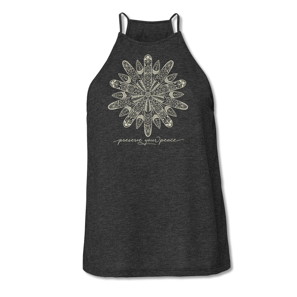 Ladies Preserve Your Peace Surf Flower High Neck Yoga Tank