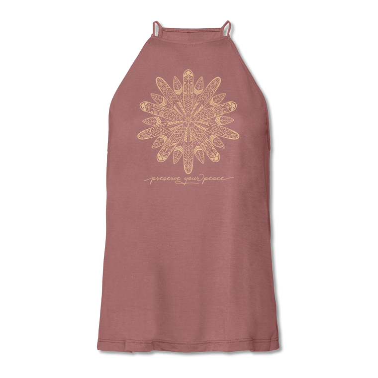 Ladies Preserve Your Peace Surf Flower High Neck Yoga Tank