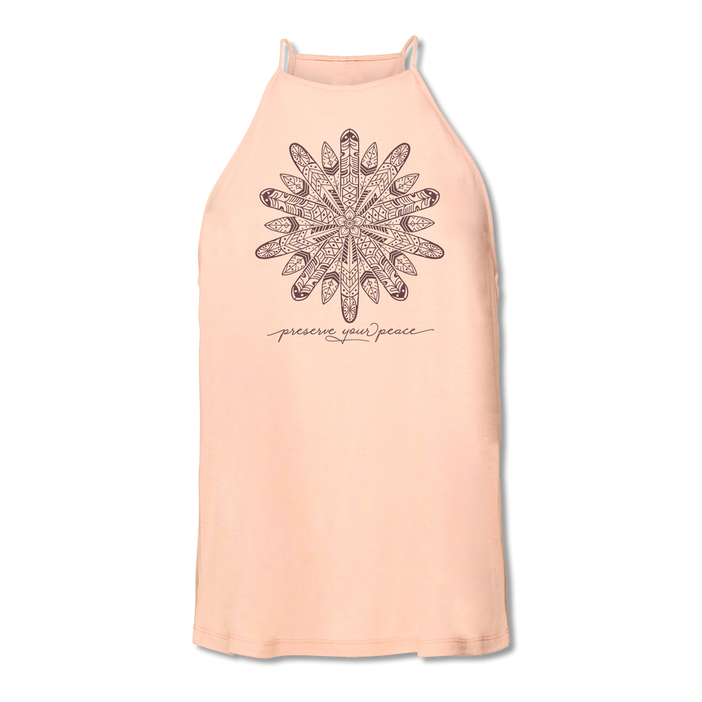 Ladies Preserve Your Peace Surf Flower High Neck Yoga Tank