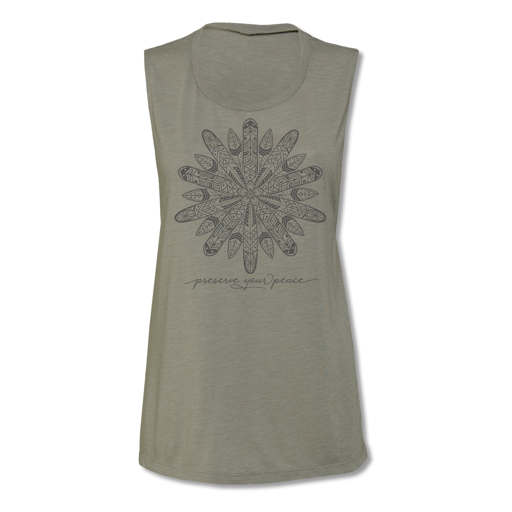 Ladies Preserve Your Peace Surf Flower Muscle Tee