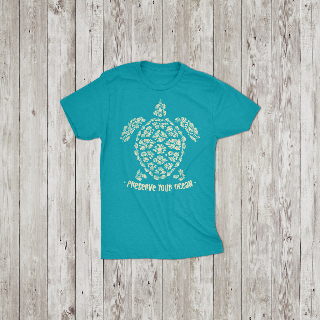 Kids Cali Sea Turtle Preserve Your Ocean Crew Neck T-Shirt