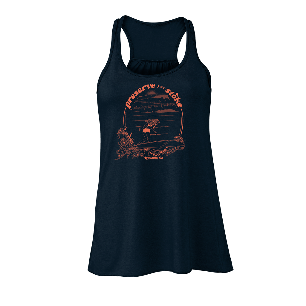 Ladies Preserve Your Stoke Flowy Racerback Tank